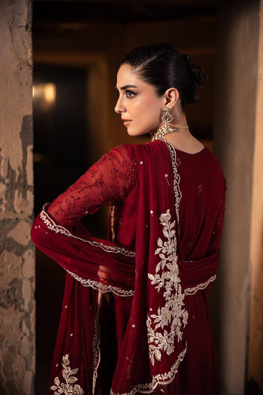 AZURE | Royal Crimson Luxury Chiffon 3PC