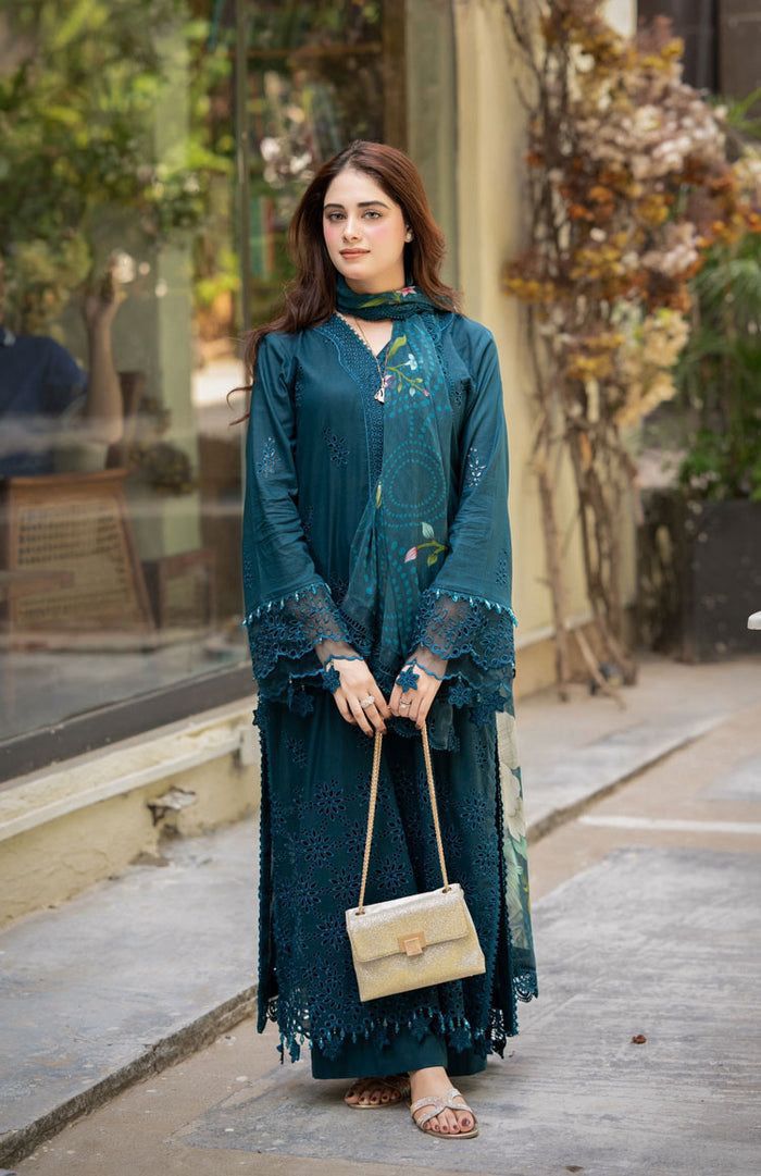 MUSHQ 7559 | Premium Dhanak with Chikankari Embroidery