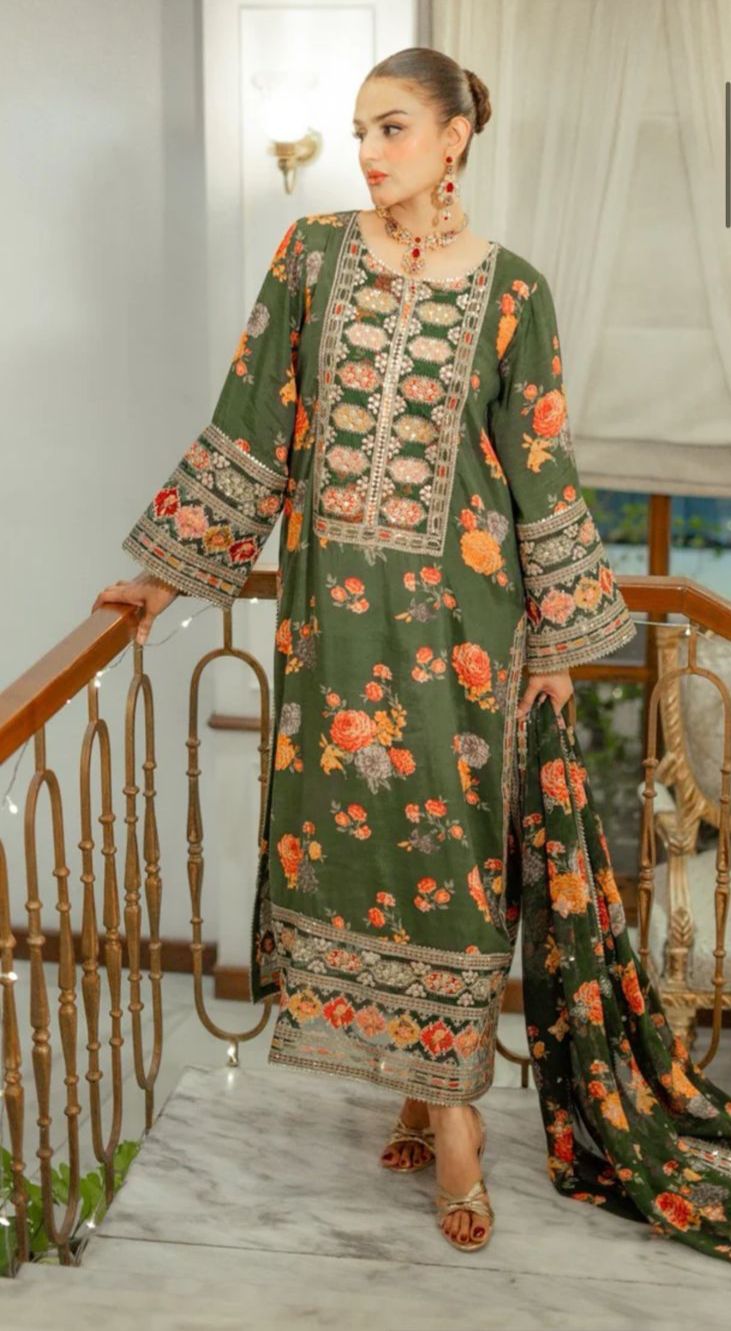 Aneelas Collection | Hit Code 2025 | Digital Silk 3PC