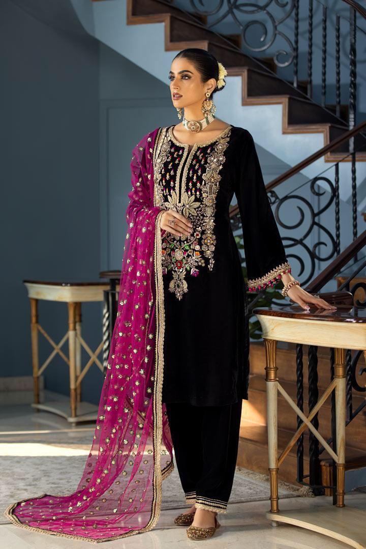 Baroque Chantalee | Velvet Suit with Embroidered Dupatta (MD-1425)