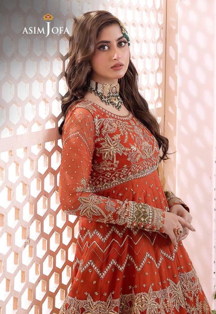 Asim Jofa MD 1438 | Luxury Chiffon Frock with Embroidered Dupatta