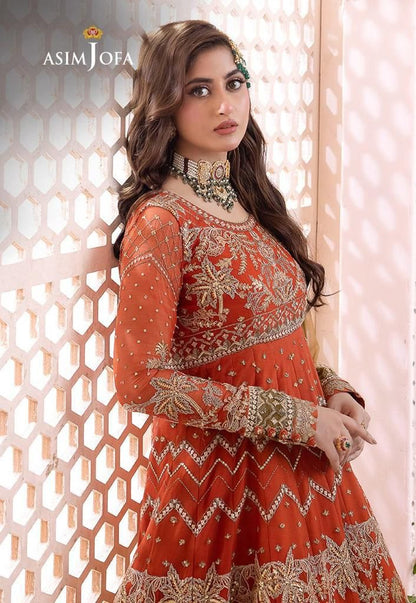 Asim Jofa MD 1438 | Luxury Chiffon Frock with Embroidered Dupatta