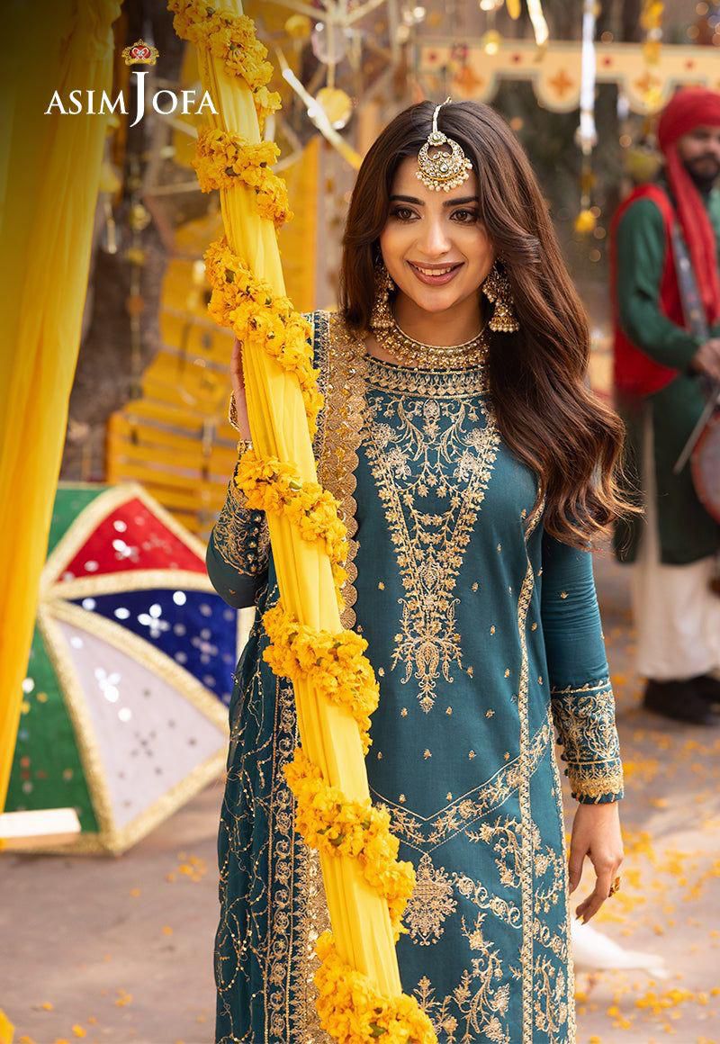 Asim Jofa | Fancy Chiffon Embroidered 3PC with Malai Trouser