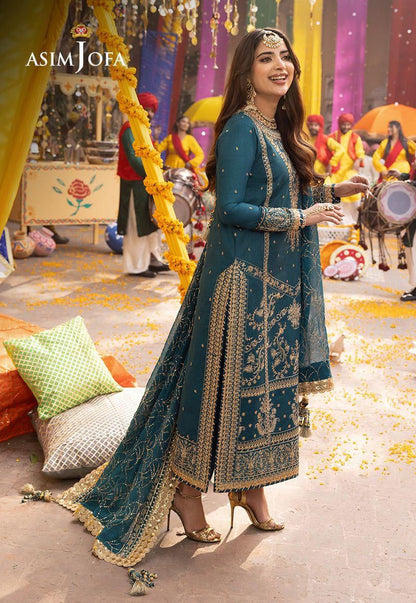 Asim Jofa | Fancy Chiffon Embroidered 3PC with Malai Trouser